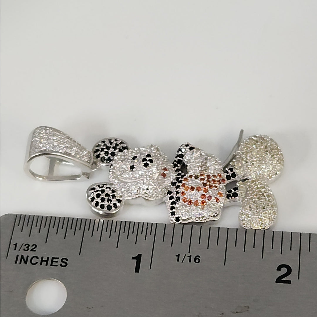 925 sterling silver Iced Out Mickey Mouse Pendant black red and white CZ Charm