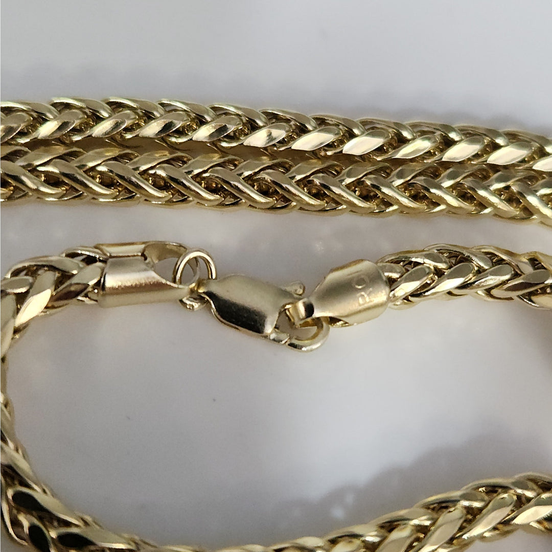 Genuine 10k Yellow Gold Wheat Link Necklace 24"