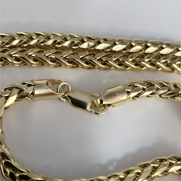 Genuine 10k Yellow Gold Wheat Link Necklace 24"