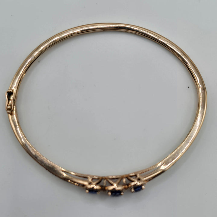 Le Vian 14K Rose Gold Natural Blue Gemstone & Diamond Bangle Bracelet 12.6g