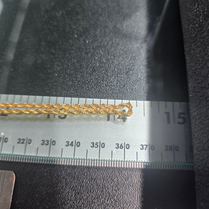 14K Yellow Gold Rope Chain Necklace 2.34mm 12.6g 585 Peru