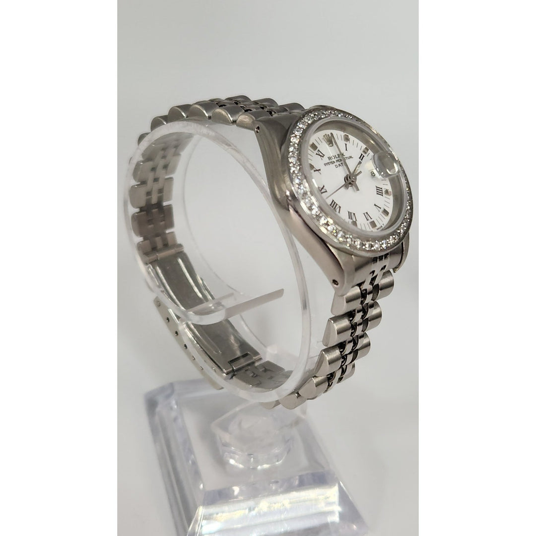 Rolex 26MM Watch Oyster Perpetual Date 69160 Aftermarket Lab Diamonds Bezel