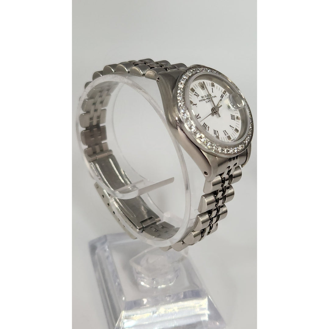 Rolex 26MM Watch Oyster Perpetual Date 69160 Aftermarket Lab Diamonds Bezel