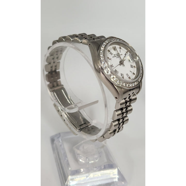 Rolex 26MM Watch Oyster Perpetual Date 69160 Aftermarket Lab Diamonds Bezel