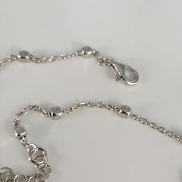 925 Sterling Silver Beaded Adjustable Anklet 10"