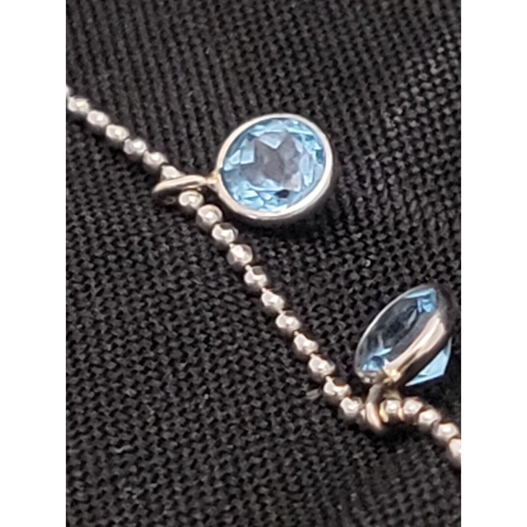 14k Princess white Gold beaded necklace 16in, 2.3g