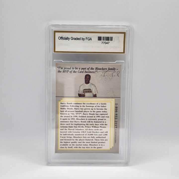 1993 Bleachers Barry Bonds National Promo 23KT Gold Border Card FGA 10 Gem Mint