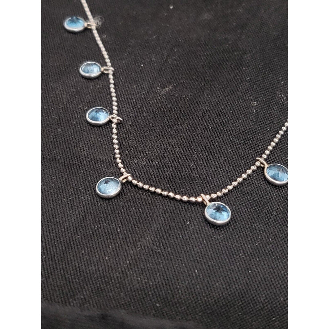 14k Princess white Gold beaded necklace 16in, 2.3g