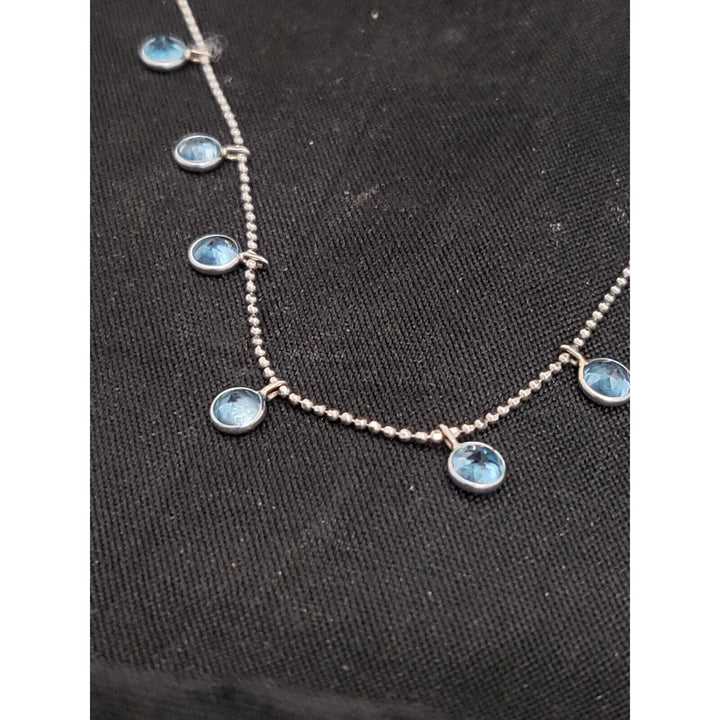 14k Princess white Gold beaded necklace 16in, 2.3g