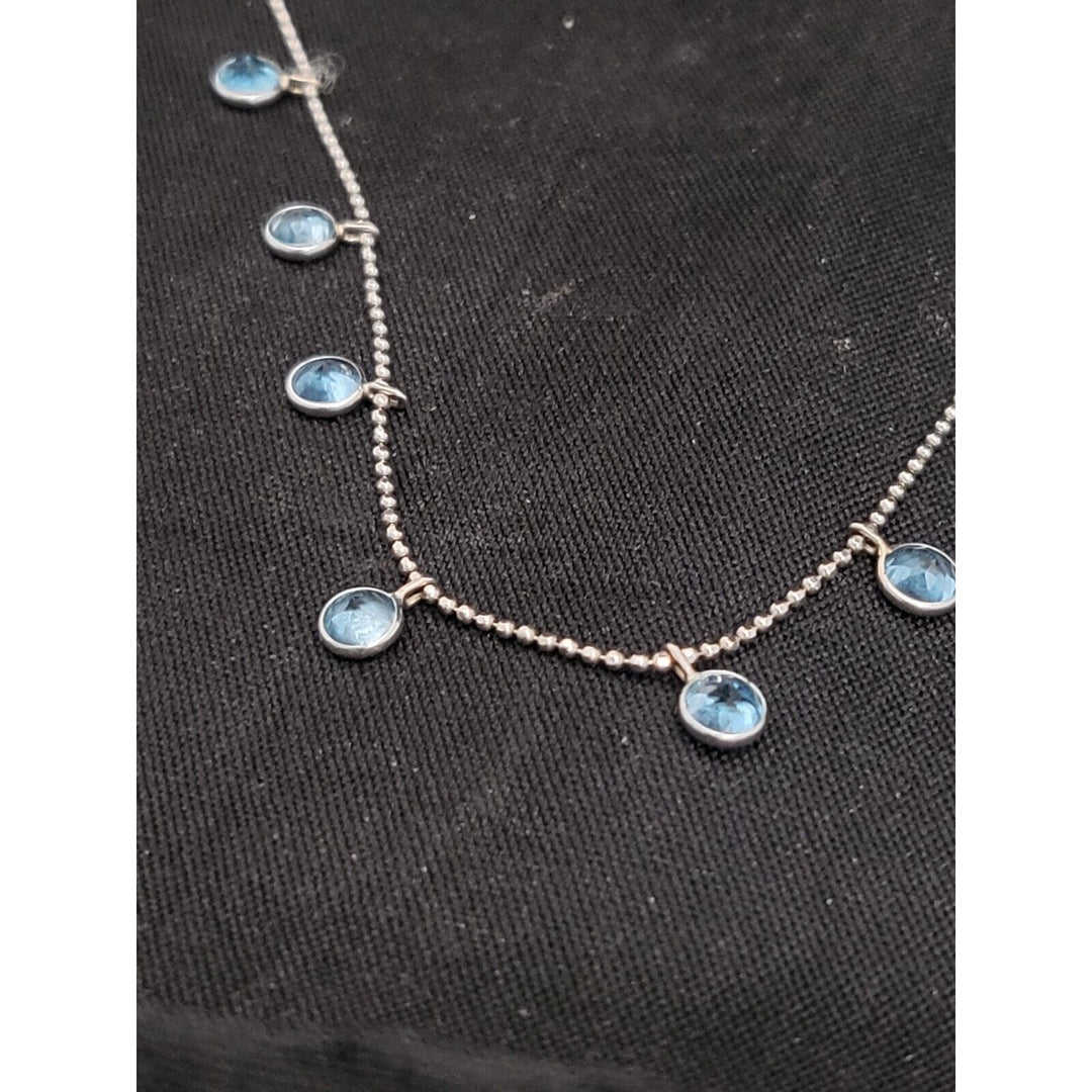 14k Princess white Gold beaded necklace 16in, 2.3g