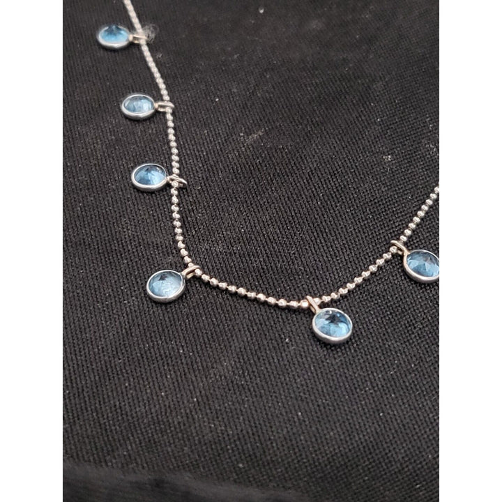 14k Princess white Gold beaded necklace 16in, 2.3g