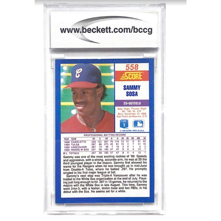 1990 Score #558 Sammy Sosa BCCG Near mint or better 9