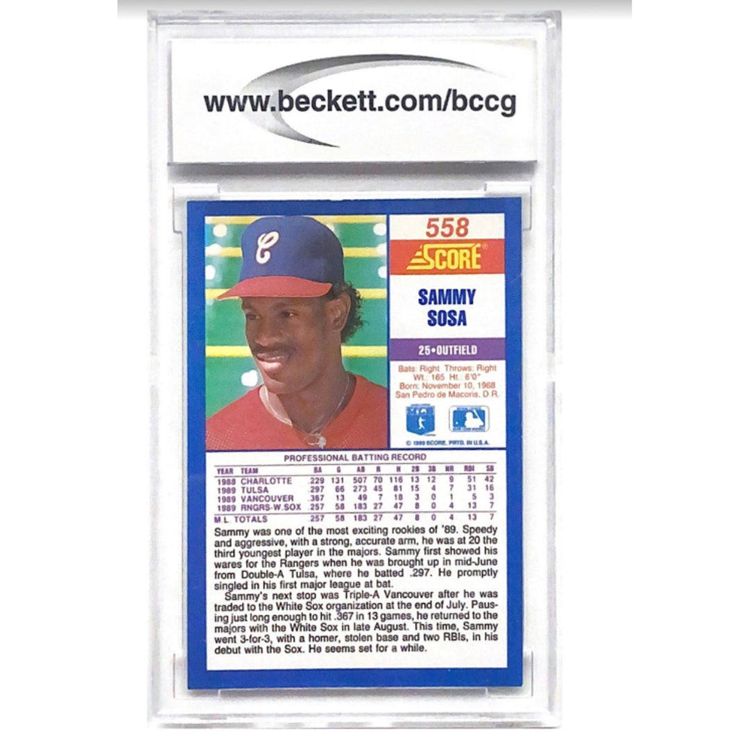 1990 Score #558 Sammy Sosa BCCG Near mint or better 9