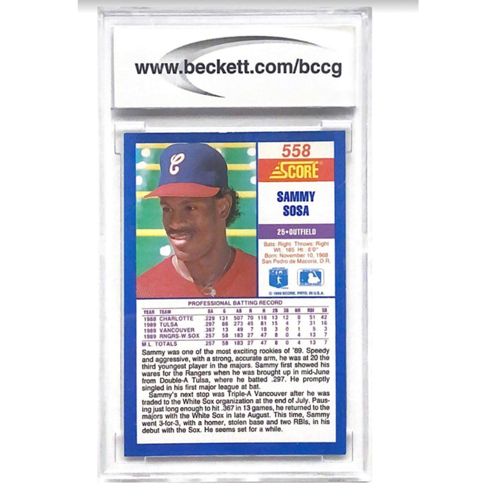 1990 Score #558 Sammy Sosa BCCG Near mint or better 9