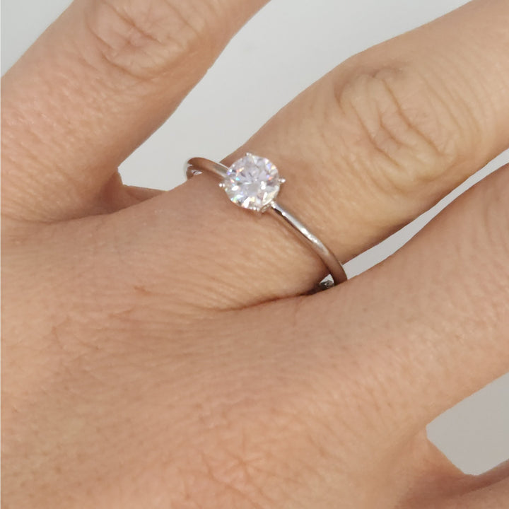 0.6 CTW Moissanite Solitaire Sterling Silver Ring size 9