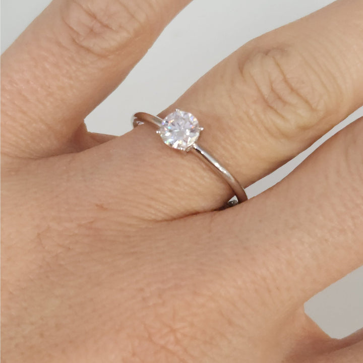 0.6 CTW Moissanite Solitaire Sterling Silver Ring size 9