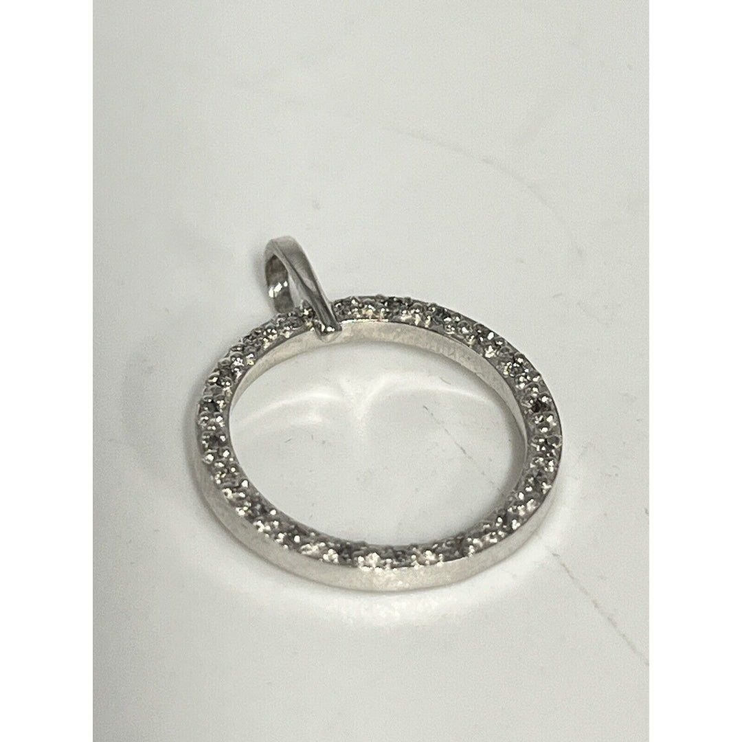 10k Diamonds White Gold Hoop Pendant Necklace 18"