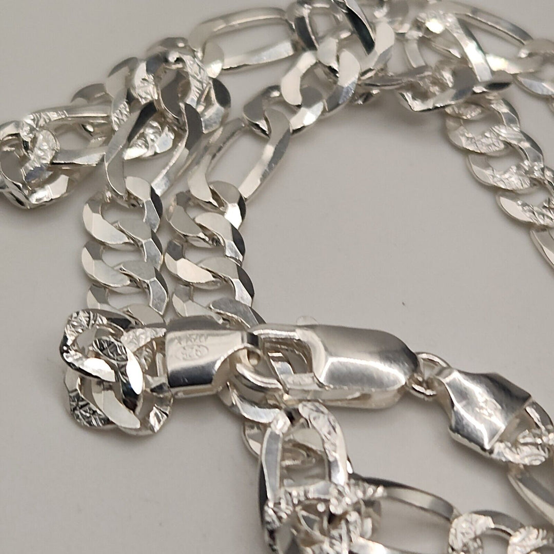 925 Sterling Silver Figaro's Chain Necklace 19"