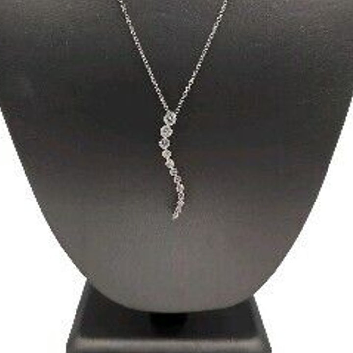 14k White Gold Diamond Tears Shape Pendant 12 round Diamonds 1 1/2 CT Necklace