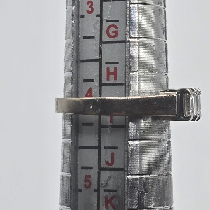 9K White Gold Emerald Cut Diamond Half Eternity Ring .32 CTW 3.5g