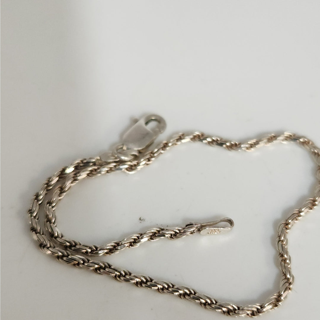 Patina 925 Sterling silver 7" Rope bracelet Classic antique finish silver chain