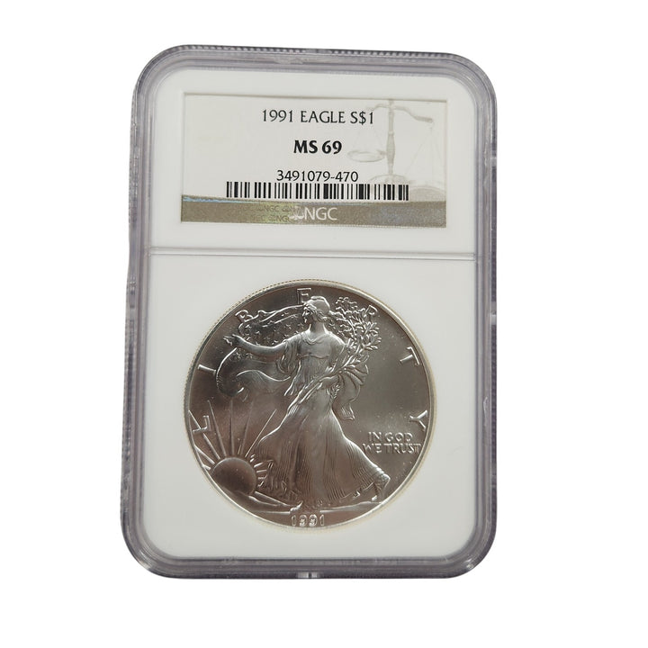 1991 American Silver Eagle NGC MS69 1 oz .999 Silver
