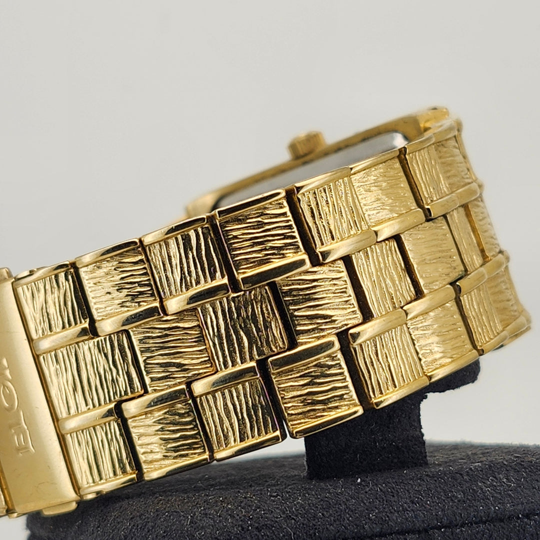 Elgin Gold Tone Diamond Accent Rectangle Dial Quartz Watch Base Metal Band