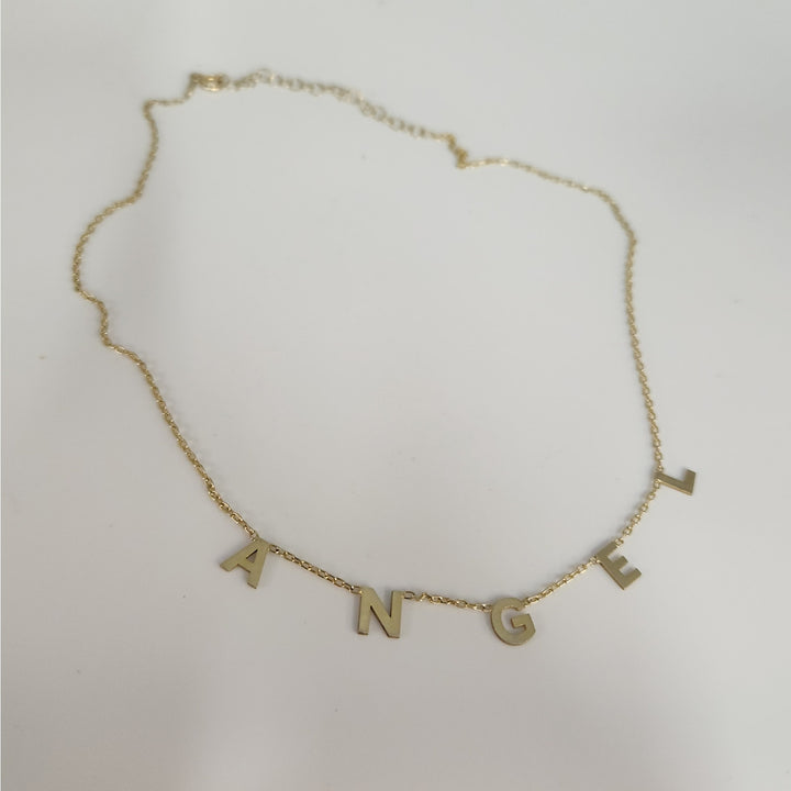 925 Sterling Silver Gold -Tone "ANGEL" Letter Charm Necklace 16"