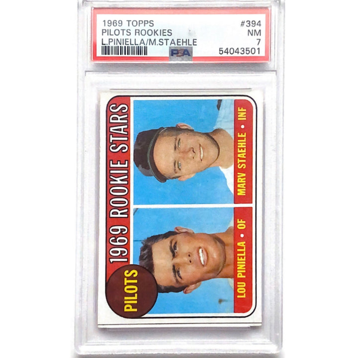 1969 Topps #394 Pilots Rookies Stars L. Piniella M. Staehle Graded by PSA NM-7