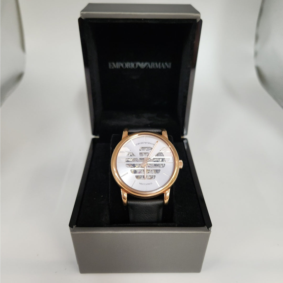 Emporio Armani Meccanico Automatic Skeleton Rose Gold Watch AR60031