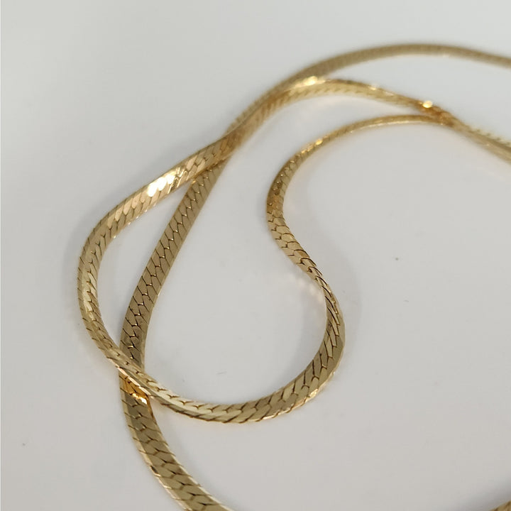 14K Yellow Gold Herringbone necklace 21" solid gold chain