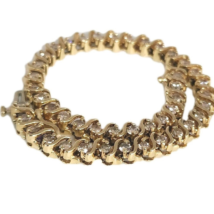 Vintage 14k Yellow Gold Diamond Tennis Bracelet 7"