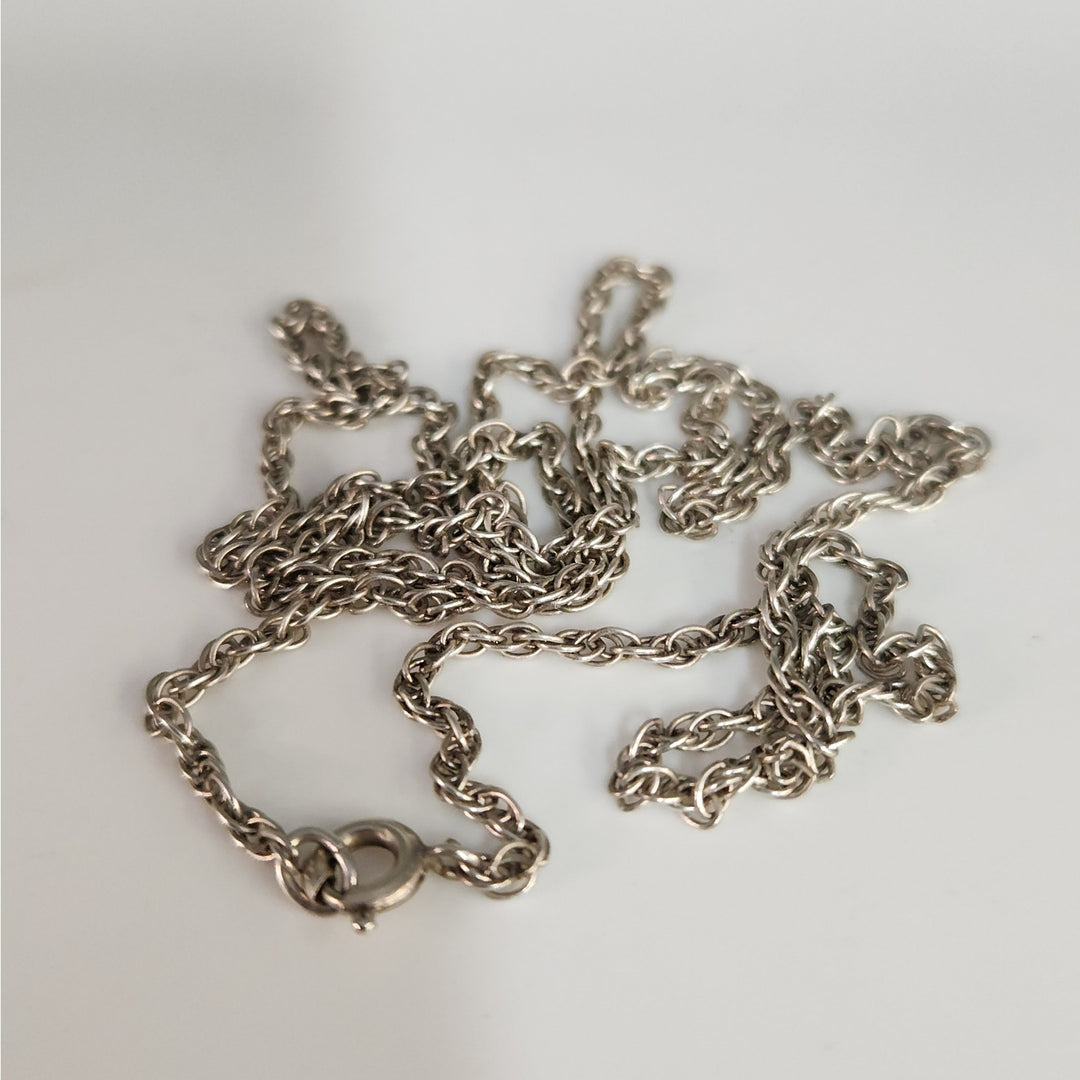 Patina 925 Sterling silver 22" Rope Necklace Classic antique finish silver chain