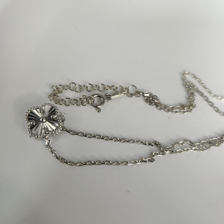 925 Silver Textured Blossom Pendant Necklace 17"