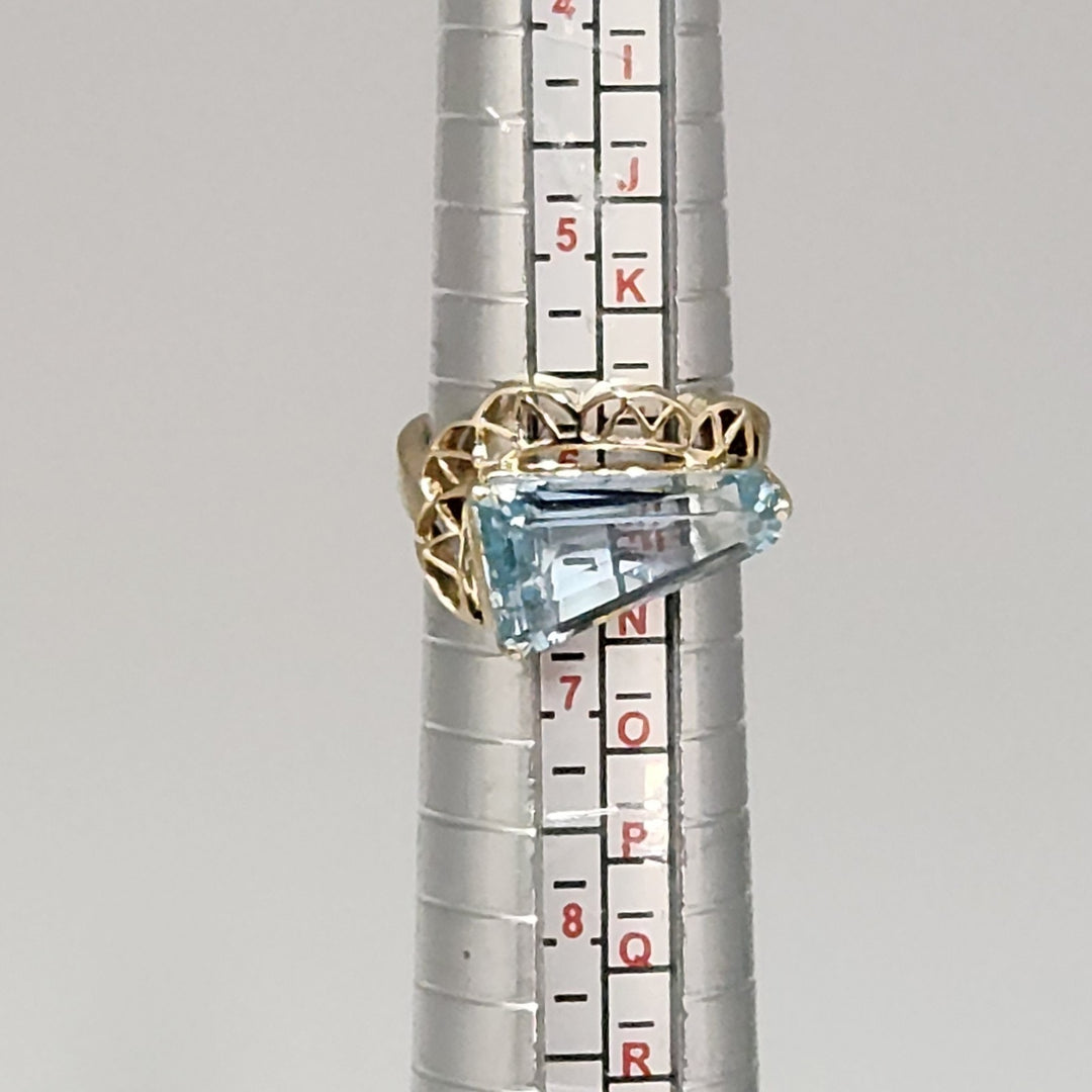 14k Yellow Gold Mid Century American Natural Topaz Ring Size 6