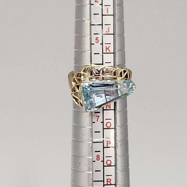14k Yellow Gold Mid Century American Natural Topaz Ring Size 6