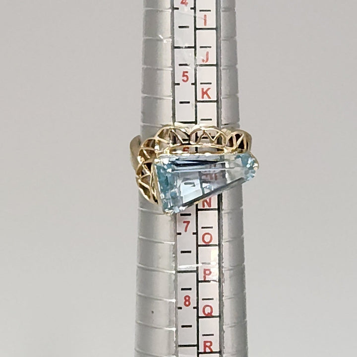 14k Yellow Gold Mid Century American Natural Topaz Ring Size 6