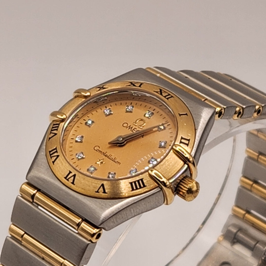 Omega Constellation 18k Gold & Stainless Steel Diamond Dial Women's Watch 22mm