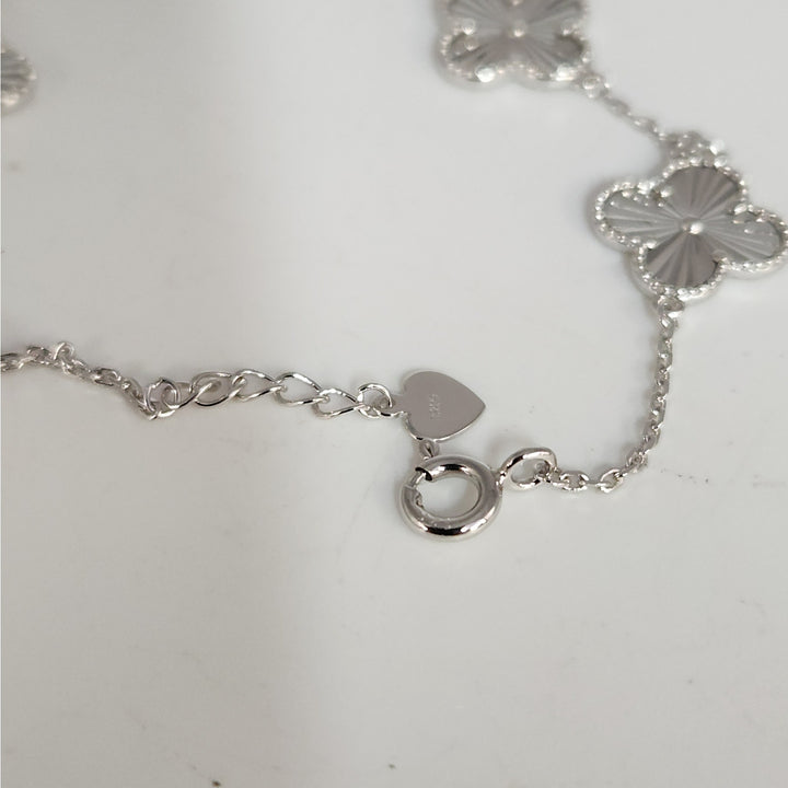 925 Sterling Silver Clover Flower Bracelet 7.5"