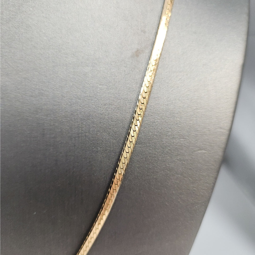 14K Yellow Gold Herringbone necklace 21" solid gold chain