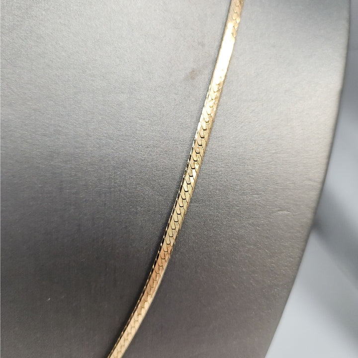 14K Yellow Gold Herringbone necklace 21" solid gold chain