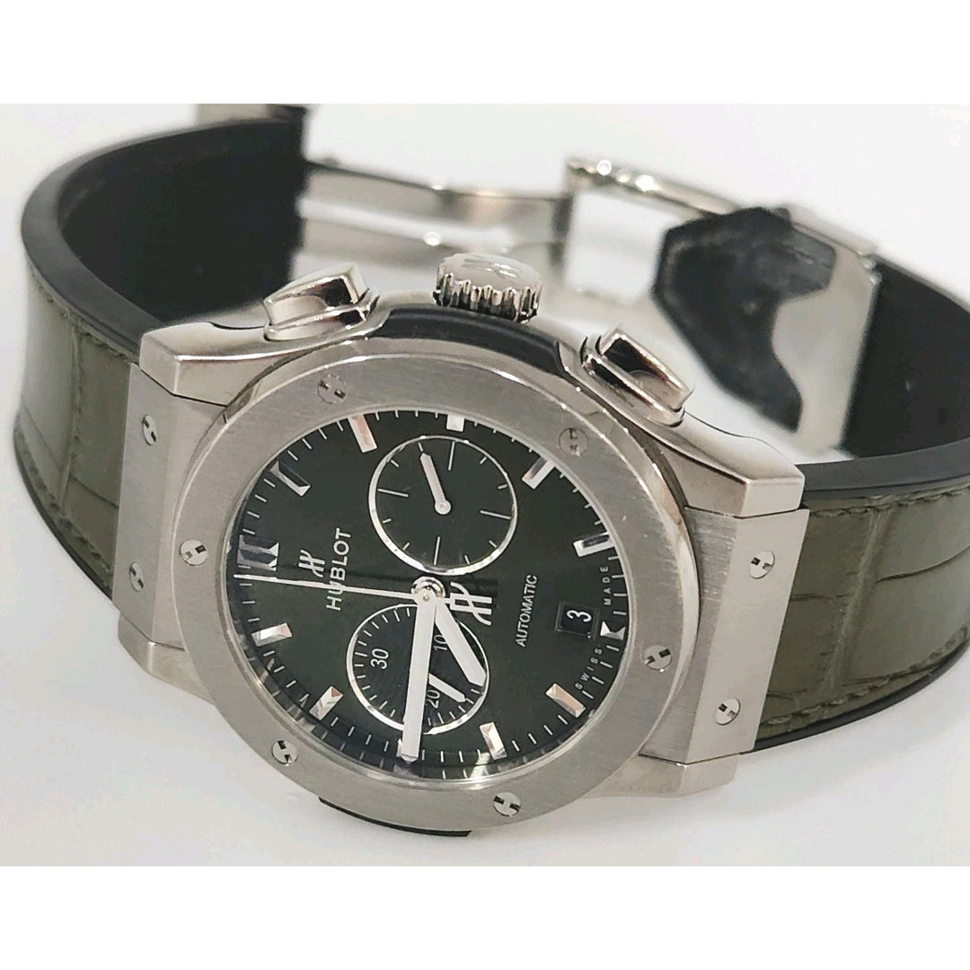 Hublot Classic Fusion Chronograph Green Titanium's Mint Automatic Men Watch