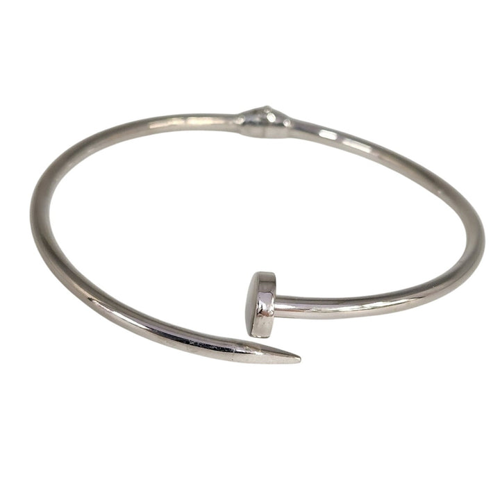 Fashion 925 Sterling Silver Nail Style Bangle Bracelet Modern Design