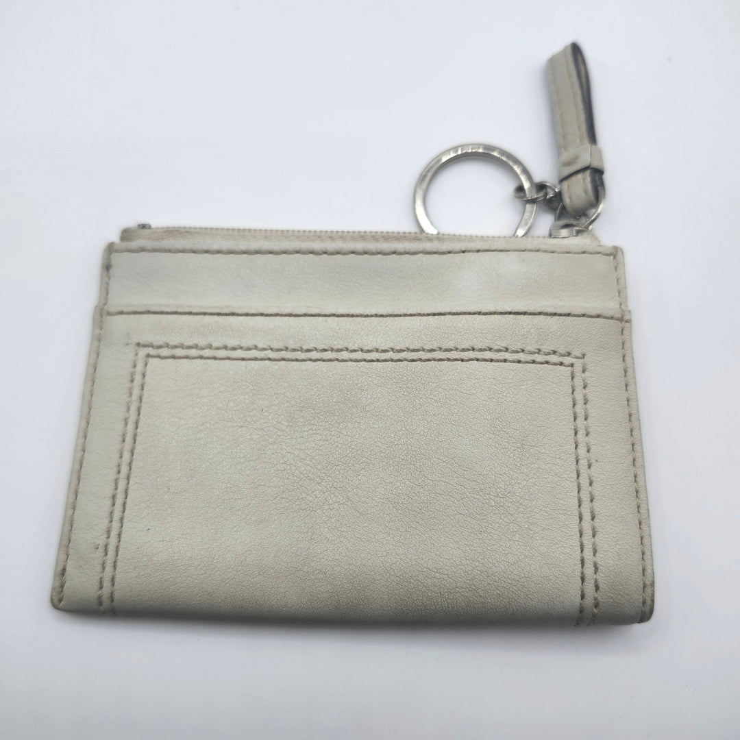Coach Leather Est. 1941 White Chalk Leather Mini Skinny ID & Keychain Wallet