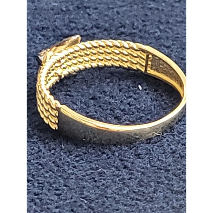 14k Gold Rope Design Band Ring With X Pink Gemstone 2.4g Of Gold