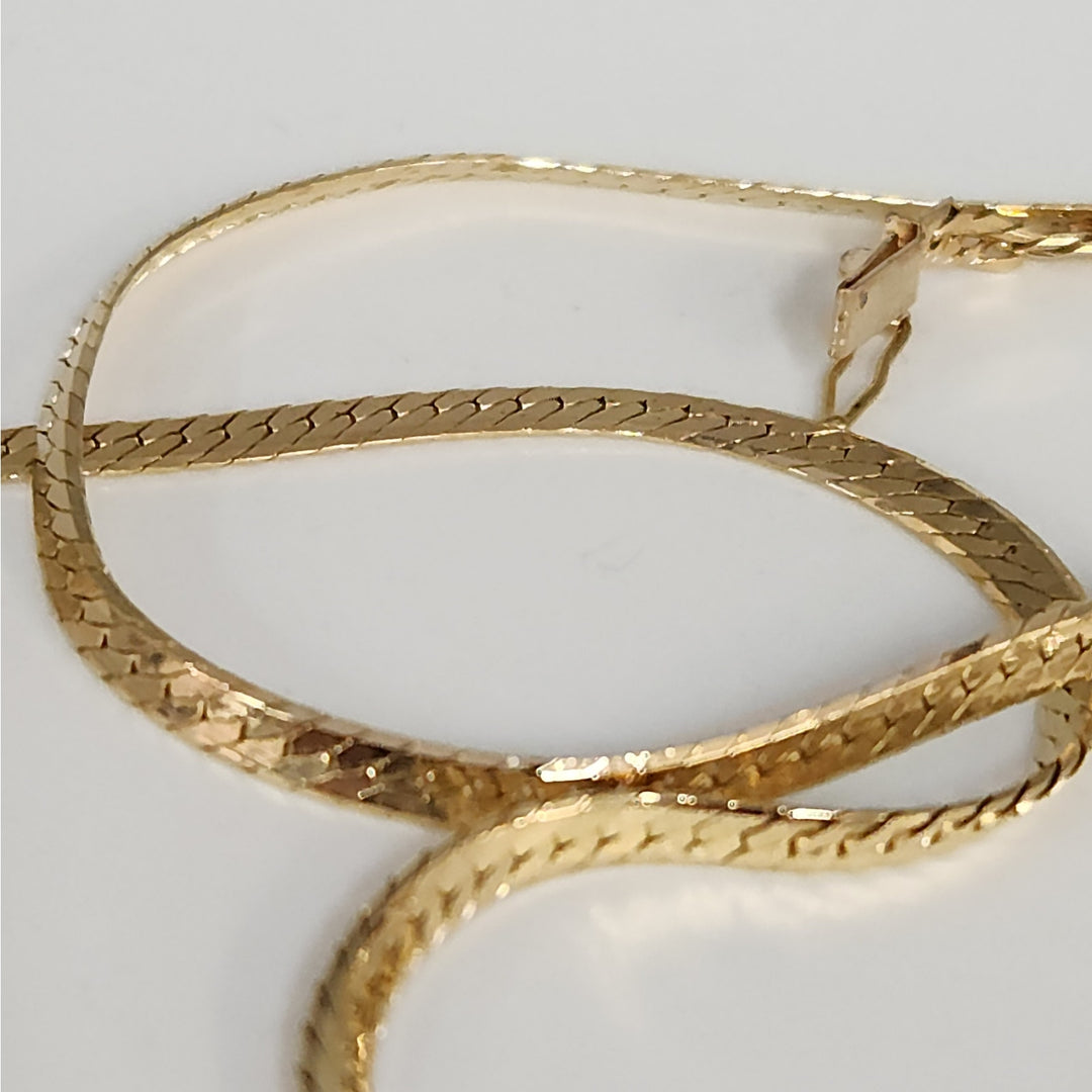 14K Yellow Gold Herringbone necklace 21" solid gold chain