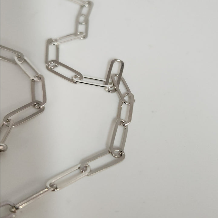 925 Sterling Silver Paperclip Link Necklace & Bracelet Set with CZ Accents