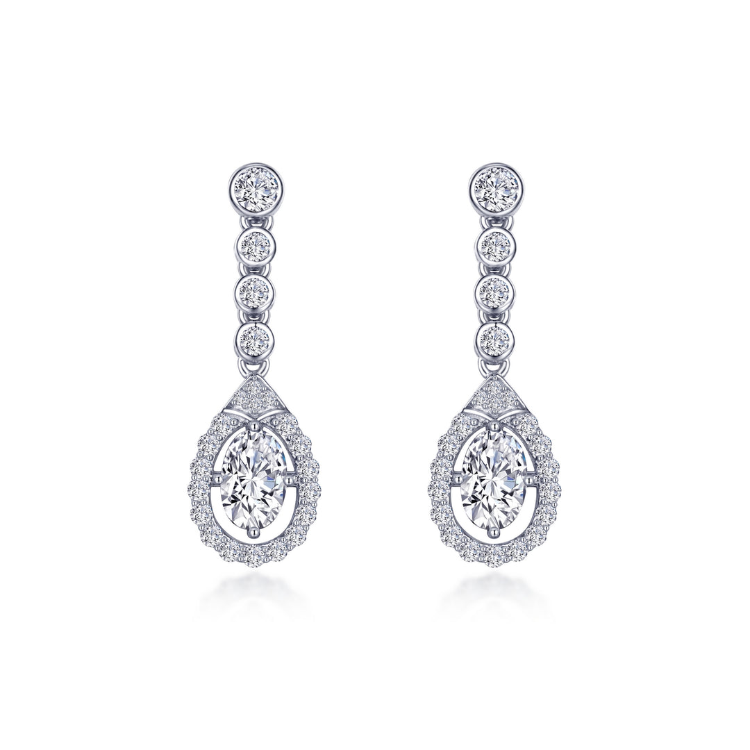 Oval Halo Drop Earrings