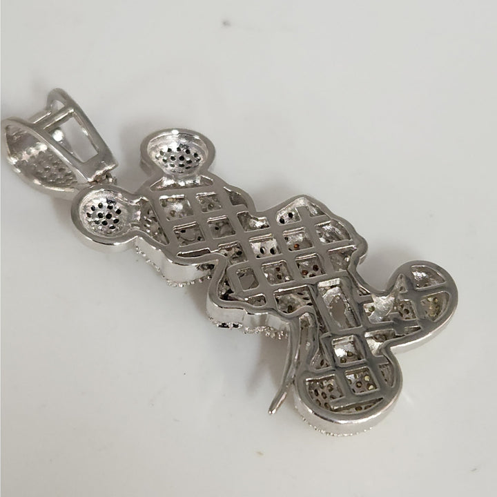 925 sterling silver Iced Out Mickey Mouse Pendant black red and white CZ Charm