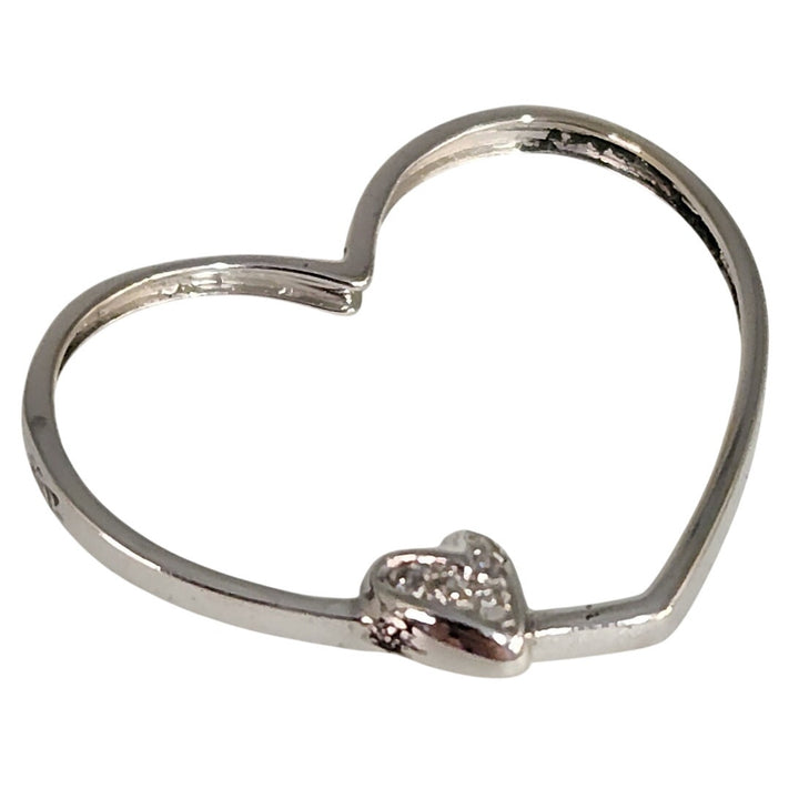 18K White Gold Diamond Double Heart Open Pendant 2.5g